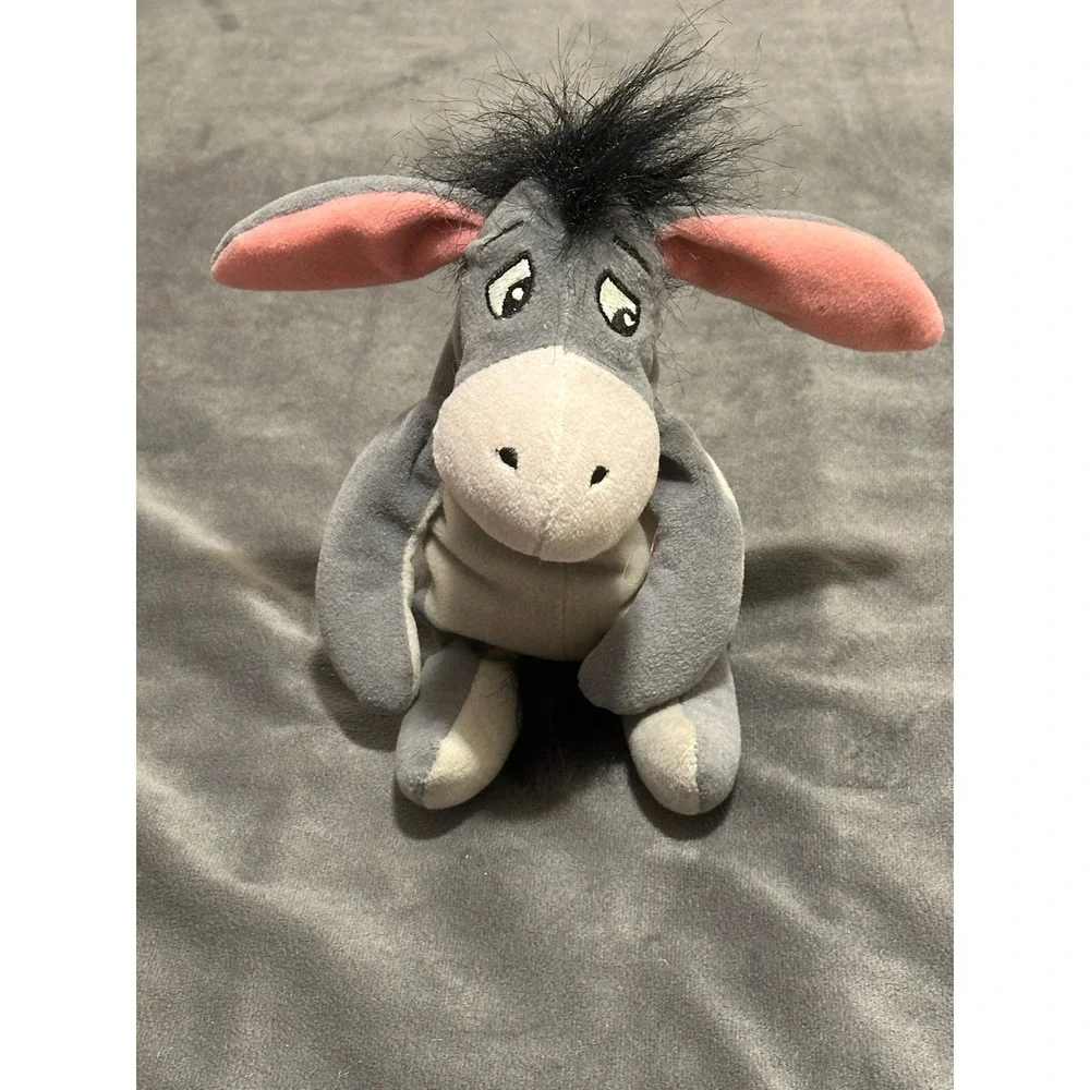 Disney World Eeyore Plush Winnie the Pooh Bean Bag Stuffed Animal Grey 9 inch